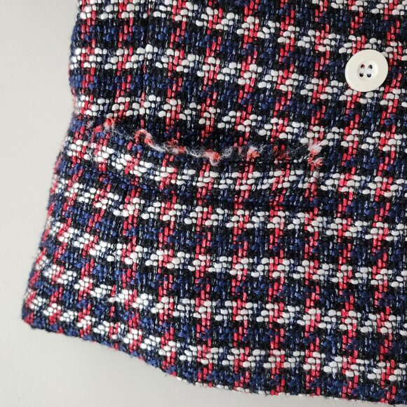 Ann Taylor Lined Tweed Jacket Size 6P Blazer Double Button Red White Blue Black - Picture 3 of 9